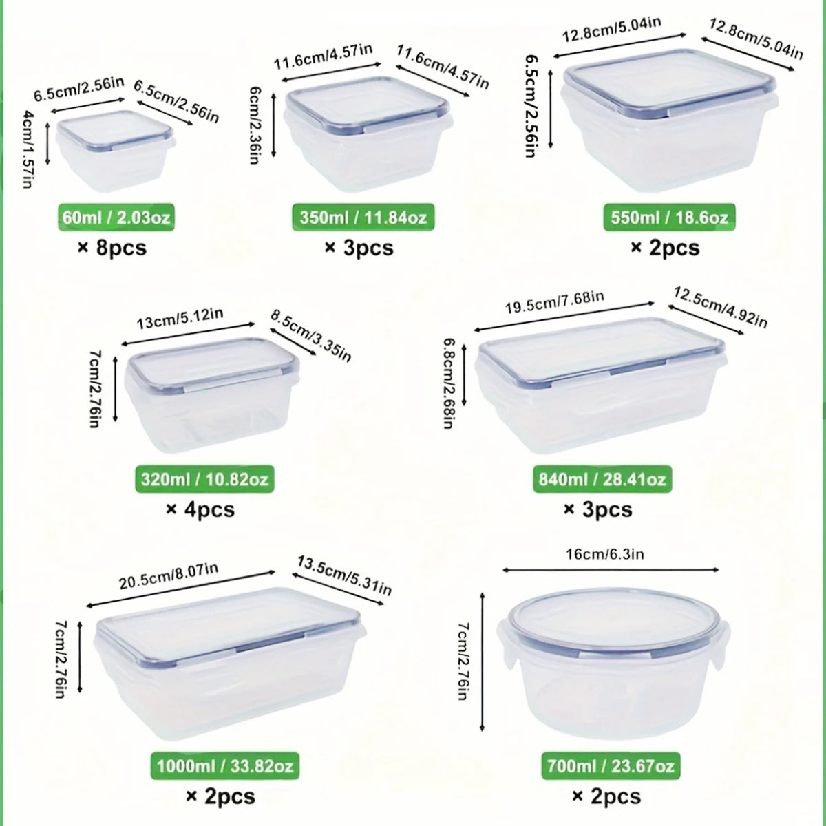 24 Pcs Food Storage Containers Set for Fruits Vegetables Restaurant Kitchen Includes Storage Labels And Pens