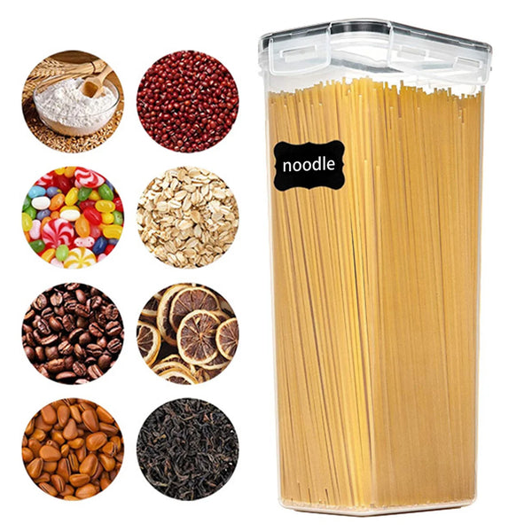 24pcs New Kitchen Sealed Storage Box Set Dry Food Storage For Sugar, Flour, Baking PP Material Comes with Convenience Stickers