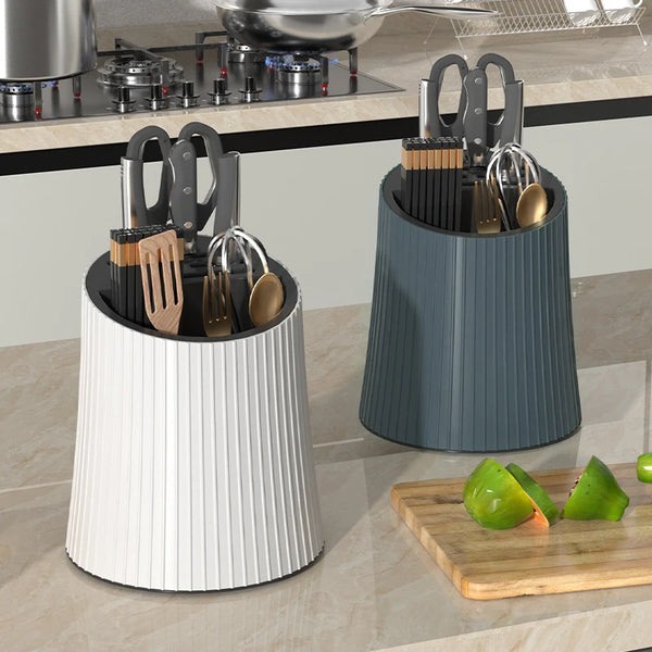 360°Rotate Kitchen Utensil Holder, Drain And Prevent Slipping At The Bottom Extra Large Farmhouse Utensil Holders for Countertop