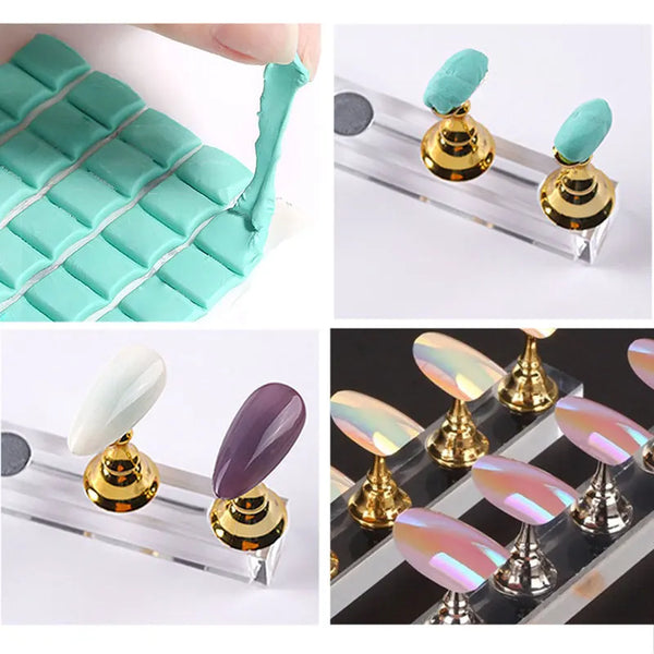 Multicolor magnetic nail art display stand UV gel polish holder display shelf manicure tools