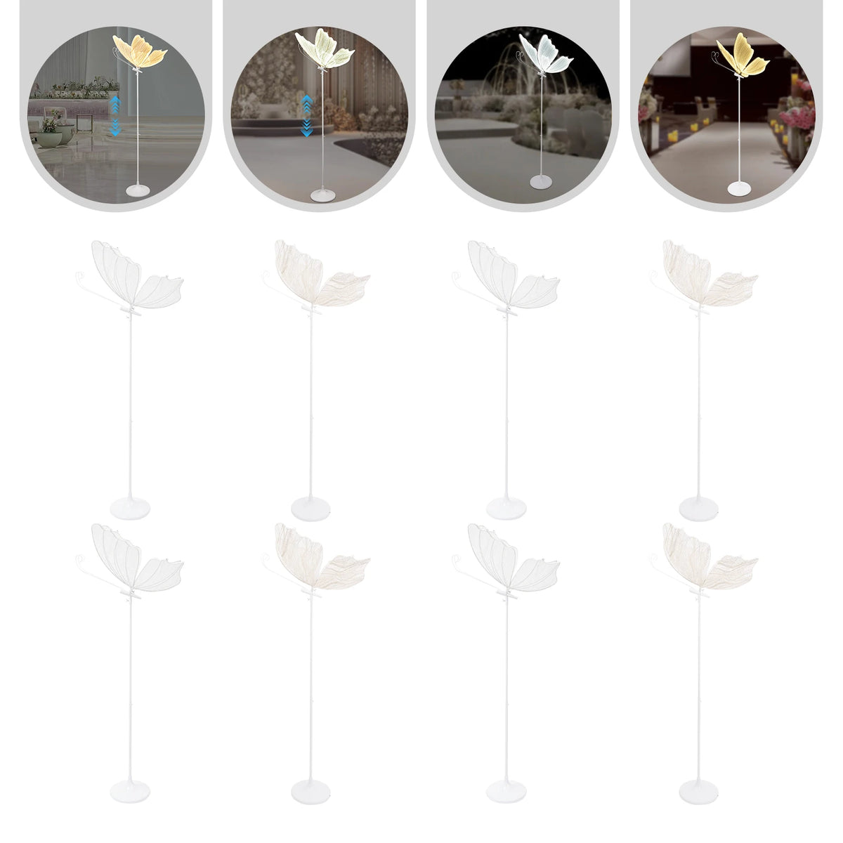 110V 2pcs Creative Wedding Butterfly Led Floor Lamp Butterfly Hanging Light Romantic Hanging Wedding Butterfly Decoration Props