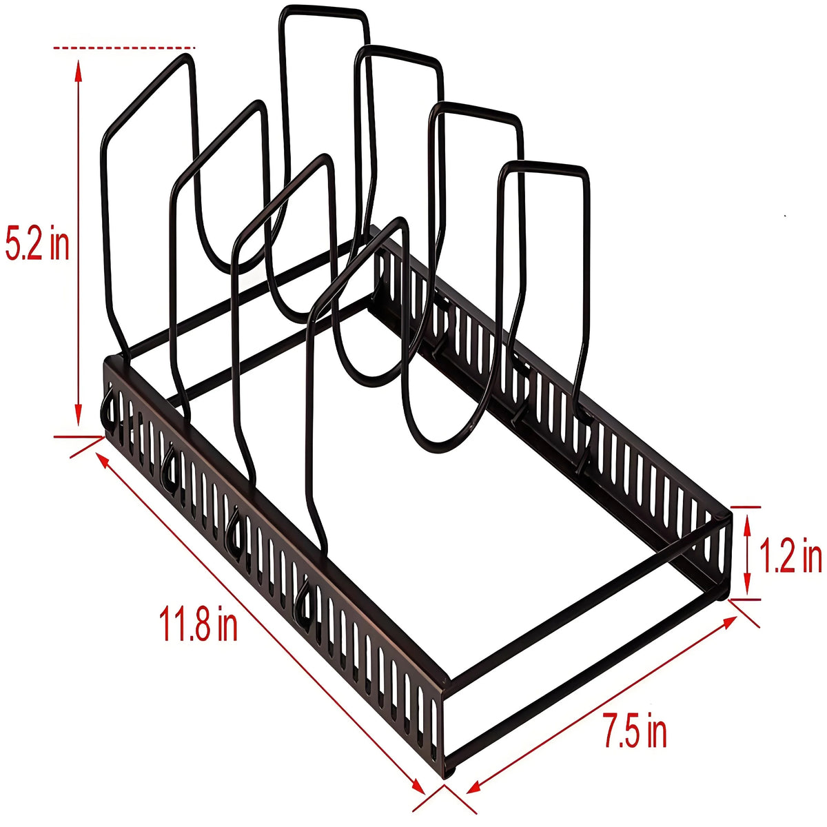 7-Slot Pot Lid Organizer Rack | Adjustable Cabinet & Countertop Storage | Natural Wood Bakeware Holder for Neat Kitchens