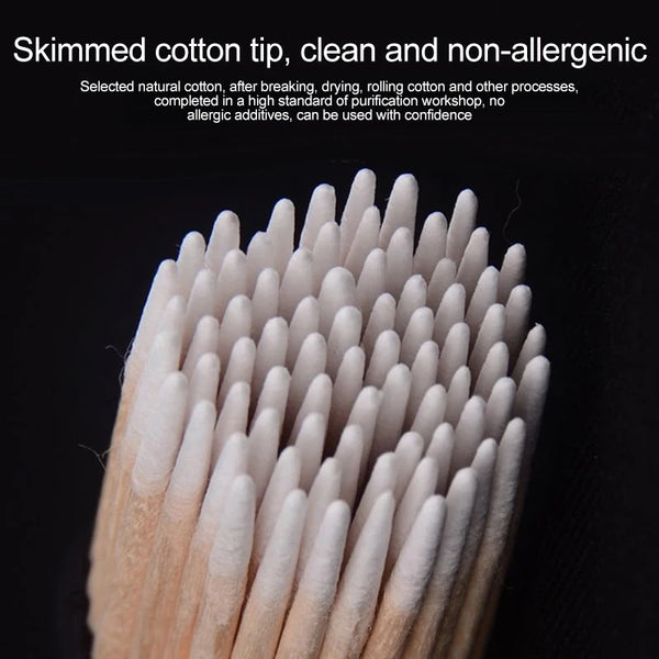 100Pcs Wood Cotton Swab Manicure Clean Sticks Buds Tip Wood Cotton Head Swab Manicure Detail Corrector Nail Polish Remover