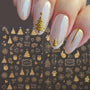2pcs Gold 3D Christmas Nail Foil Stickers Sparkling Snowflake Christmas Tree Snow Globe Snowflake Nail Slider Xmas Nail Stickers