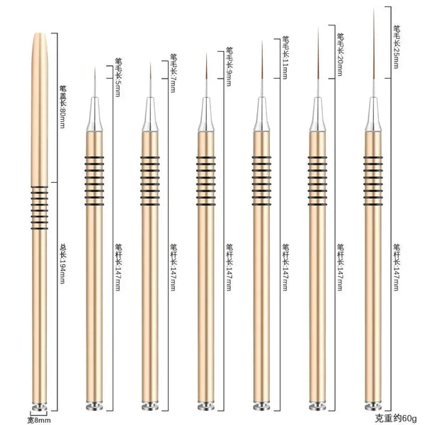 Nails Art Liner Brushes Elongated Lines Striping Drawing Painting  6/9/12/15/18/25mm Nail Design Pen Professional Manicure Tool
