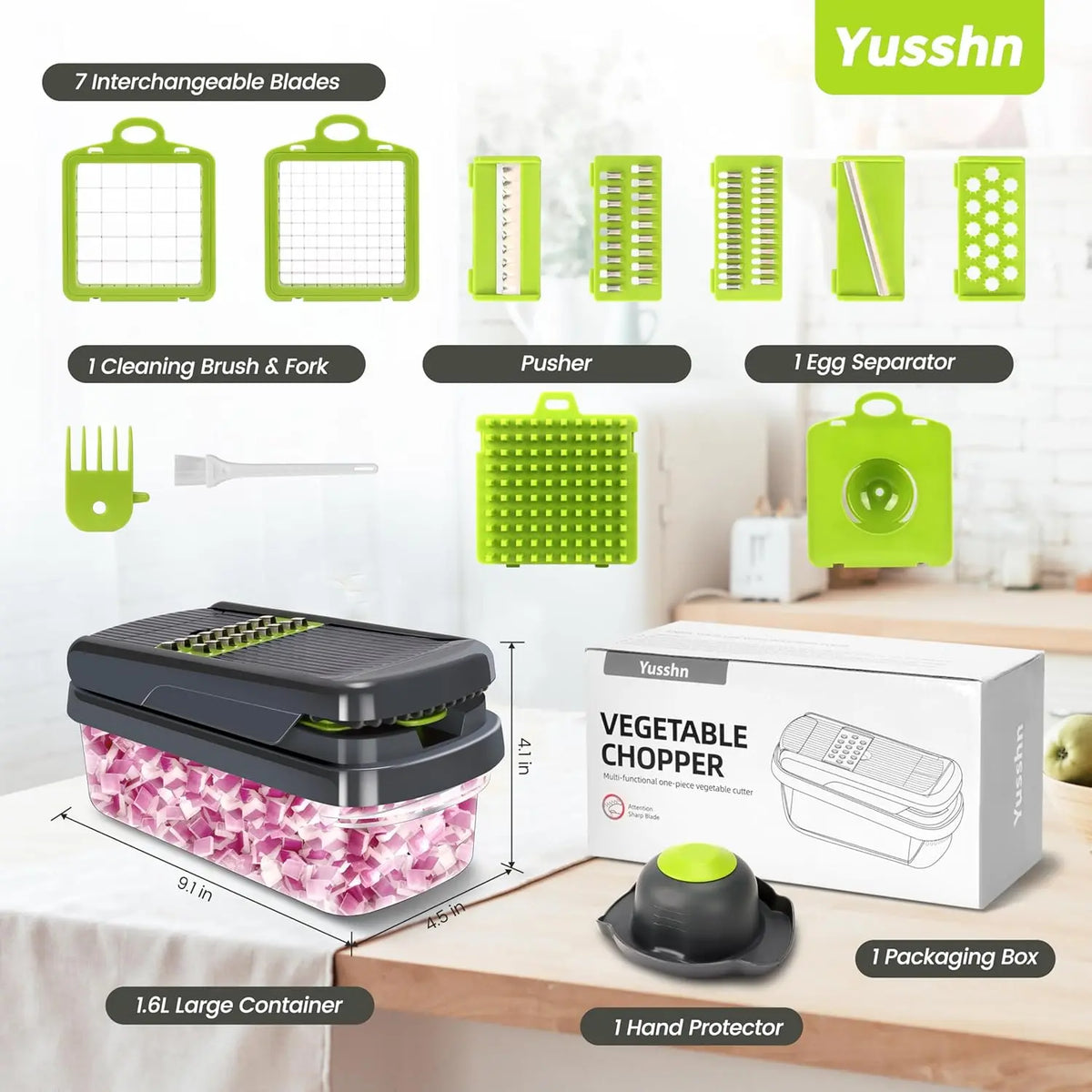 12-in-1 Vegetable Chopper Pro - Multifunctional Kitchen Gadget with 7 Blades & Container for Onion, Potato, Carrot, Garlic
