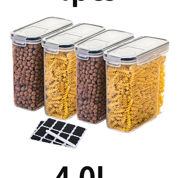4pcs4l  Large Food Storage Containers With Lids, Airtight Food Storage Containers For Kitchen Pantry Organization And Storage