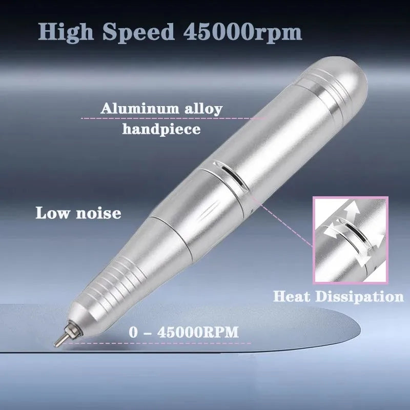 45000RPM Nail Drill Electric Professional Lathe Machine  Sander Manicure Polisher Pedicure Gel Motor File Mill Toenail Grinder