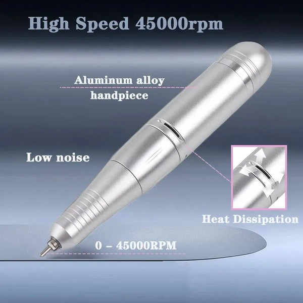 45000RPM Nail Drill Electric Professional Lathe Machine  Sander Manicure Polisher Pedicure Gel Motor File Mill Toenail Grinder