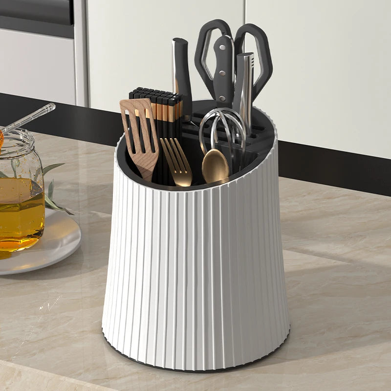 360°Rotate Kitchen Utensil Holder, Drain And Prevent Slipping At The Bottom Extra Large Farmhouse Utensil Holders for Countertop
