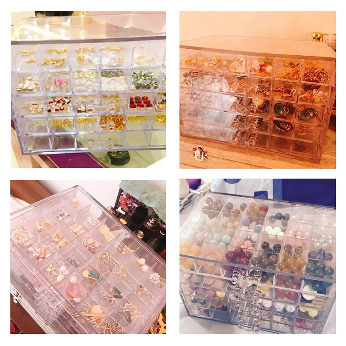 120 Grids Nail Art Storage Case 5-layer Drawer Acrylic Clear Organizer Box