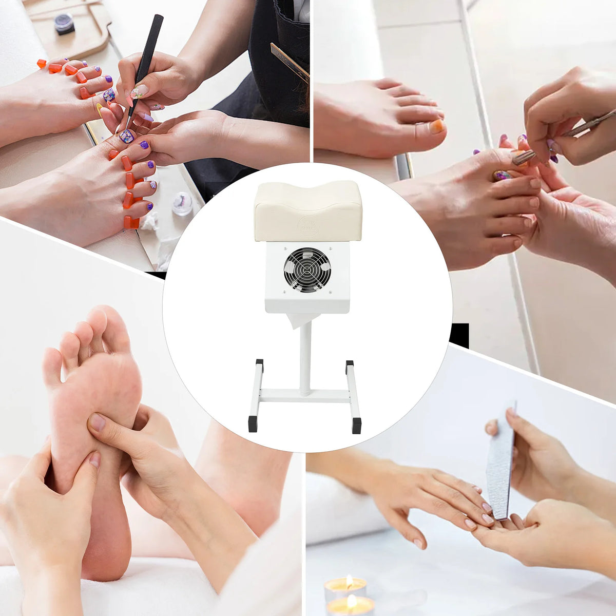 Pedicure Stool Chair  Adjustable Manicure Footrest  Salon Lift Stool  with Vacuum Cleaner  18.9-26.77in
