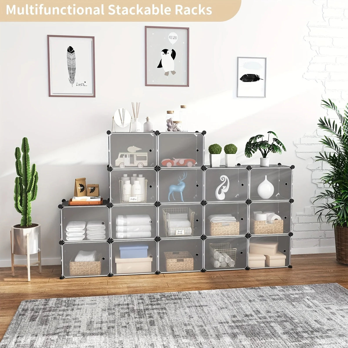 Space-saving Tower Shoe Rack | 12-tier 36-grid Organizer for Shoes | Black Portable Storage