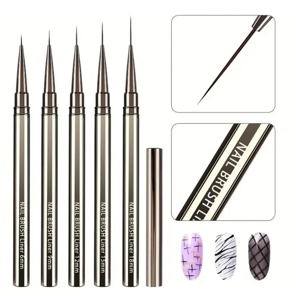 Nails Art Liner Brushes Elongated Lines Striping Drawing Painting  6/9/12/15/18/25mm Nail Design Pen Professional Manicure Tool