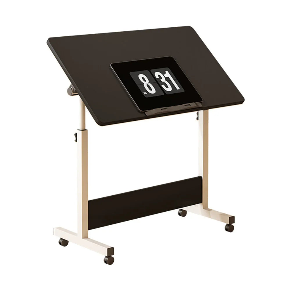 Small Standing Rable Adjustable Height Mobile Stand Up Desk With Wheels, Home Office Computer Workstations, 80x40cm Tabletop
