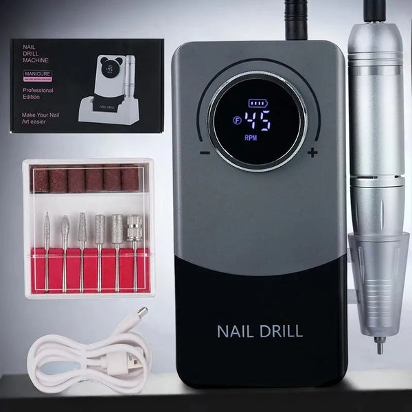 45000RPM Nail Drill Electric Professional Lathe Machine  Sander Manicure Polisher Pedicure Gel Motor File Mill Toenail Grinder