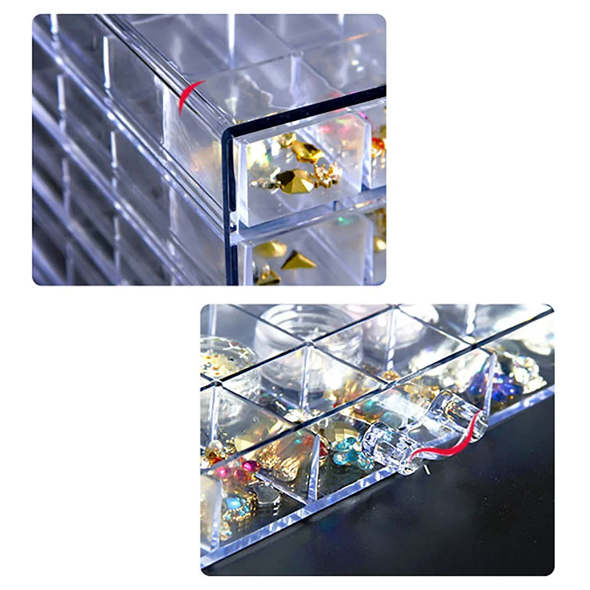 120 Grids Nail Art Storage Case 5-layer Drawer Acrylic Clear Organizer Box