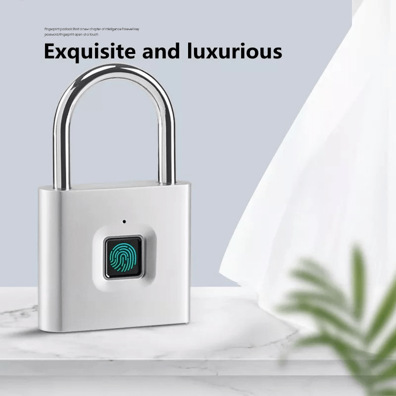 Compact Smart Fingerprint Padlock – Keyless Biometric Lock, USB Rechargeable, Waterproof, Lightweight Zinc Alloy – Secure for Luggage, Suitcases, Backpacks & Lockers