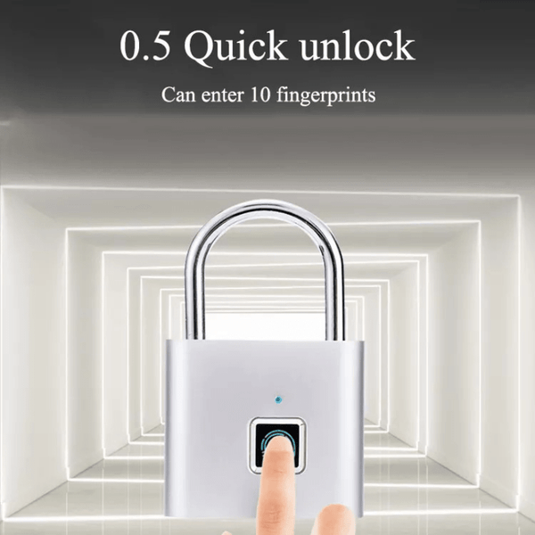 Compact Smart Fingerprint Padlock – Keyless Biometric Lock, USB Rechargeable, Waterproof, Lightweight Zinc Alloy – Secure for Luggage, Suitcases, Backpacks & Lockers