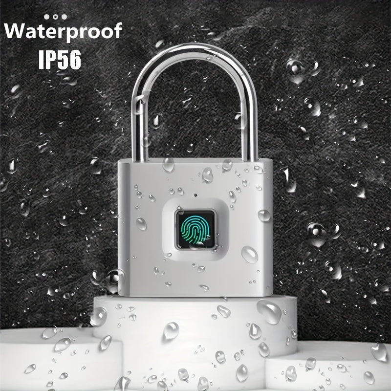 Compact Smart Fingerprint Padlock – Keyless Biometric Lock, USB Rechargeable, Waterproof, Lightweight Zinc Alloy – Secure for Luggage, Suitcases, Backpacks & Lockers