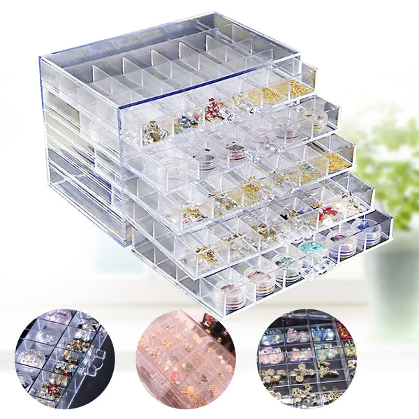 120 Grids Nail Art Storage Case 5-layer Drawer Acrylic Clear Organizer Box