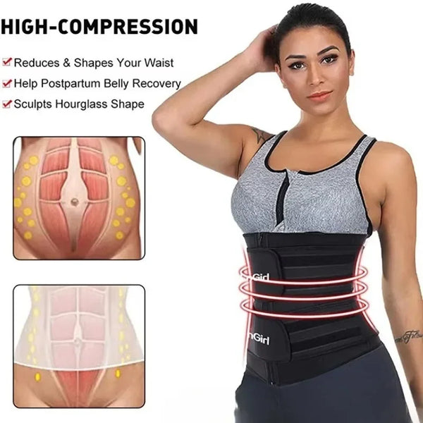 Women’s Waist Trainer with Double Belt & Zipper