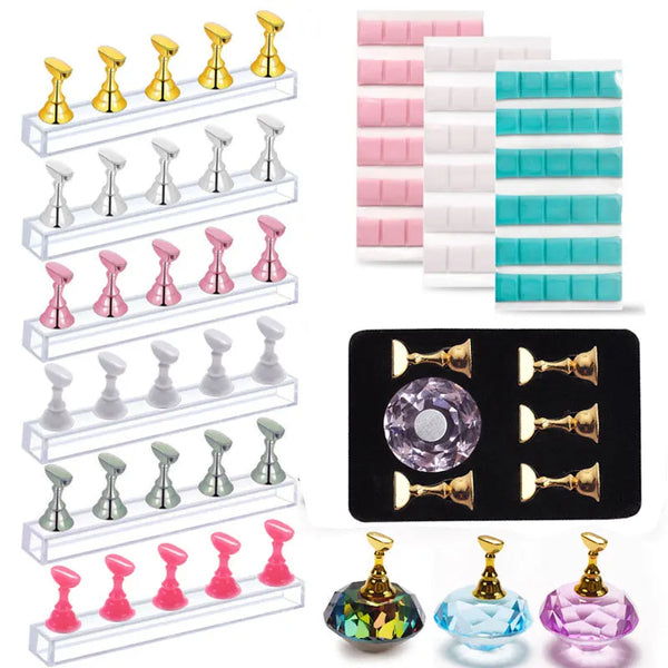 Multicolor magnetic nail art display stand UV gel polish holder display shelf manicure tools