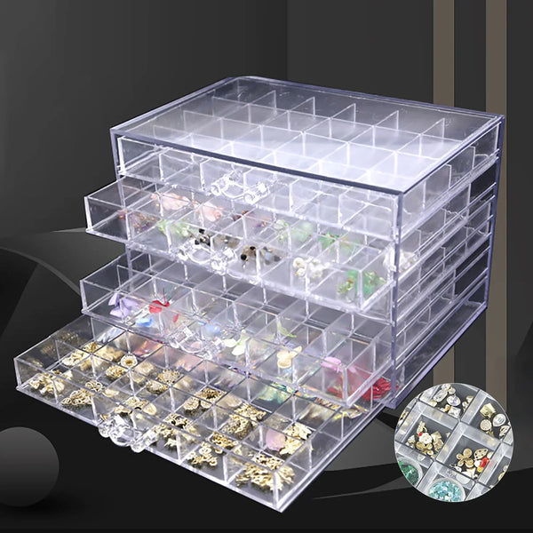 120 Grids Nail Art Storage Case 5-layer Drawer Acrylic Clear Organizer Box
