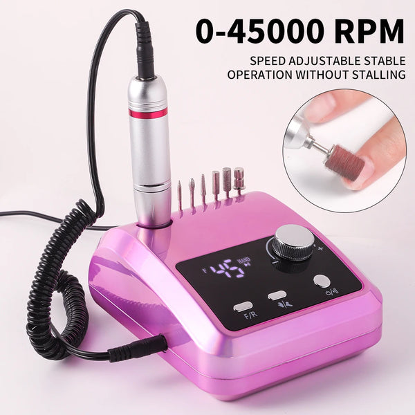 Portable Electric Nail Drill 45000 RPM Electrical Professional Nail File Kit for Acrylic Gel Nails Manicure Pedicure Polishing