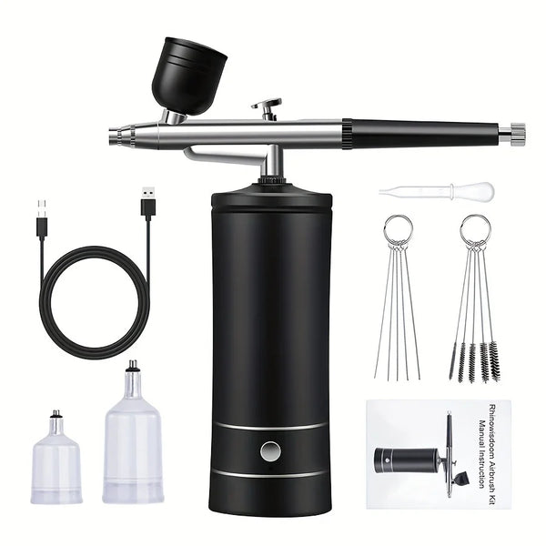 Air Compressor Airbrush Painting Airbrush Electric Airbrush Air Pump Suitable for Painting Art Beauty Makeup Nail Tattoo Body Painting Ceramic Spray Cake Making Furniture Leather Goods Repair Model Coloring, Gift