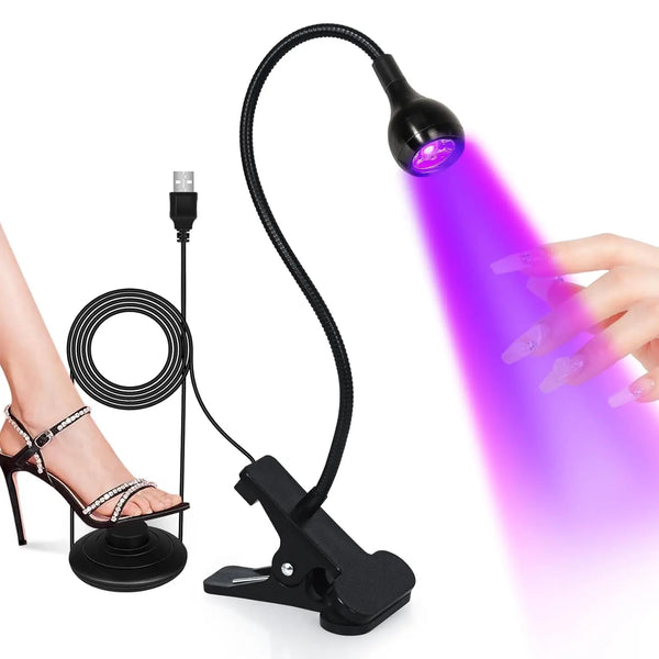 UV LED Nail Lamp with Foot Pedal – Quick Drying Flash Cure Light for Gel Nails, 360° Rotatable Gooseneck, Hands-Free Professional Nail Dryer