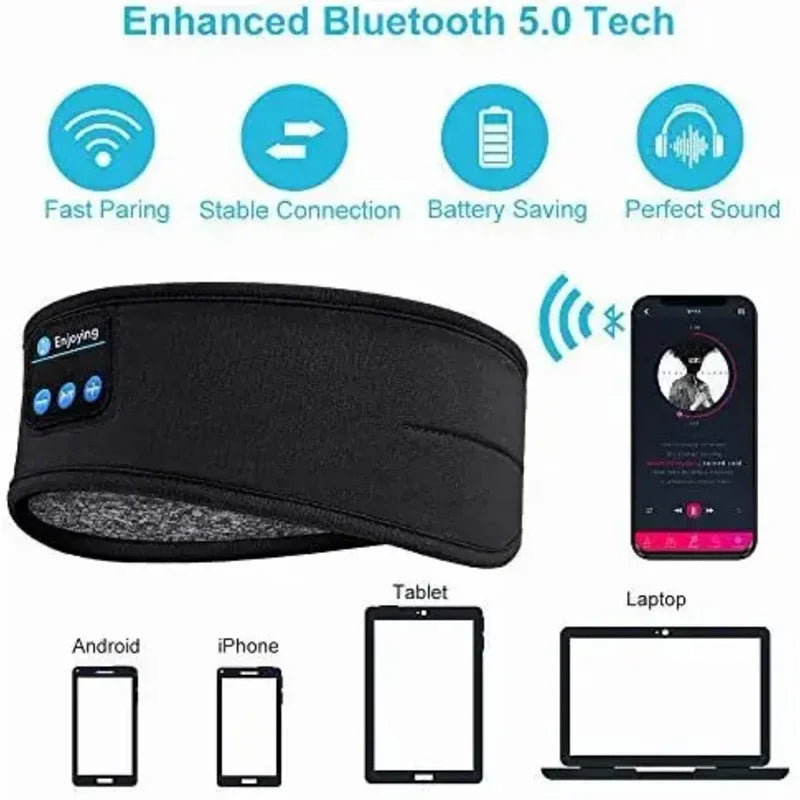 Bluetooth Earphones Sports Sleeping Headband Elastic Wireless Headphones Music Eye Mask Wireless Bluetooth Headset Headband