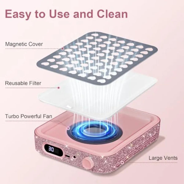 Nail Dust Collector with 2 Reusable FiltersNail Vacuum Dust Collector Quiet for Nail Tech Art Powerful Nail Fan and Duster Coll