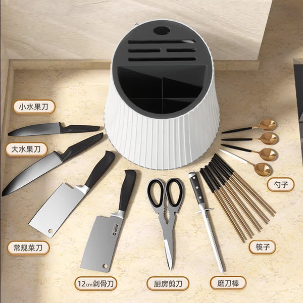 360°Rotate Kitchen Utensil Holder, Drain And Prevent Slipping At The Bottom Extra Large Farmhouse Utensil Holders for Countertop