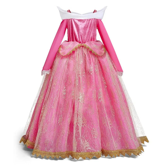 Girls’ Sleeping Beauty Princess Dress – Ankle-Length Lace Ball Gown Fantasy Girls Sleeping Beauty Aurora Cosplay Princess Dress Kids Halloween Carnival Birthday Costume Party Clothing