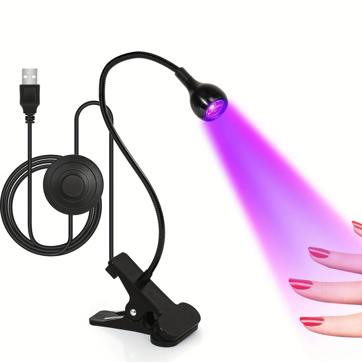 UV LED Nail Lamp with Foot Pedal – Quick Drying Flash Cure Light for Gel Nails, 360° Rotatable Gooseneck, Hands-Free Professional Nail Dryer