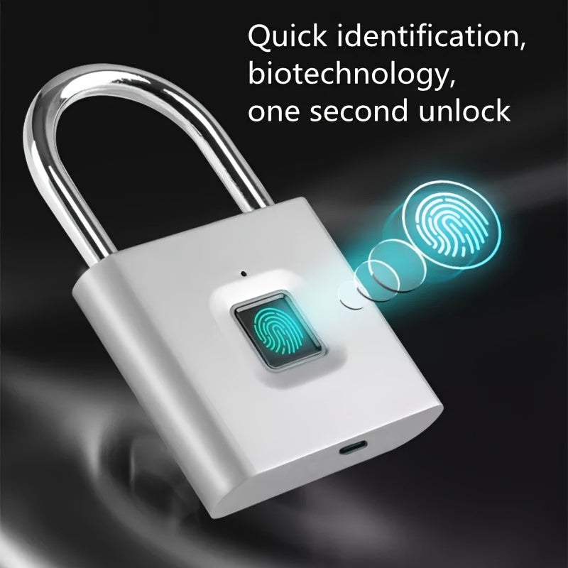 Compact Smart Fingerprint Padlock – Keyless Biometric Lock, USB Rechargeable, Waterproof, Lightweight Zinc Alloy – Secure for Luggage, Suitcases, Backpacks & Lockers